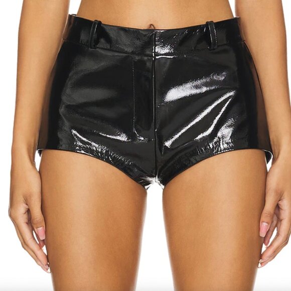 NEW LAMARQUE x REVOLVE Annaise Hot Short Black Patent Leather Micro Mini Booty S - Picture 1 of 4